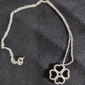 Tiffany & Co RARE HUGE Silver Four 4 Hearts Heart Clover Necklace!